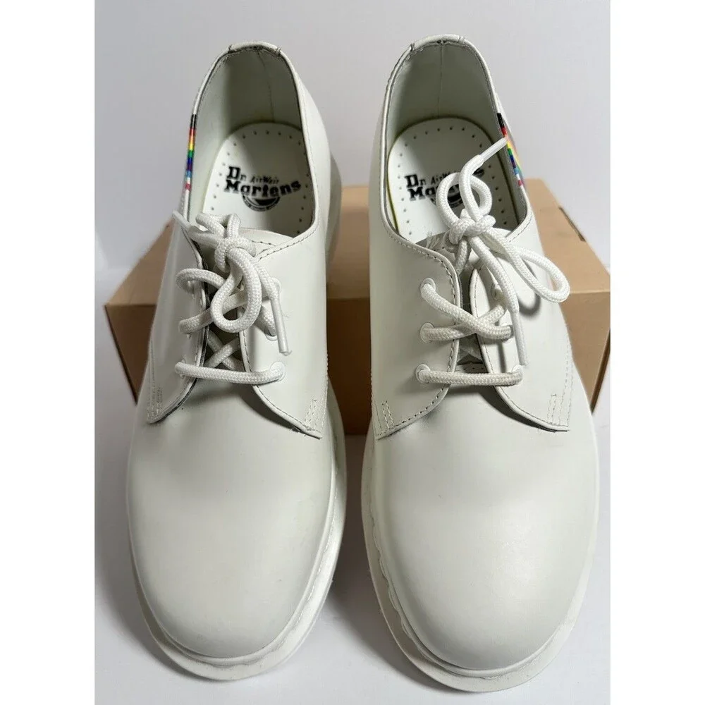 Dr Martens 1461 White Rainbow Stripe Pride Shoes Mens 9 Womens 10